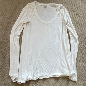 Free People White Relaxed Long Sleeve Tee